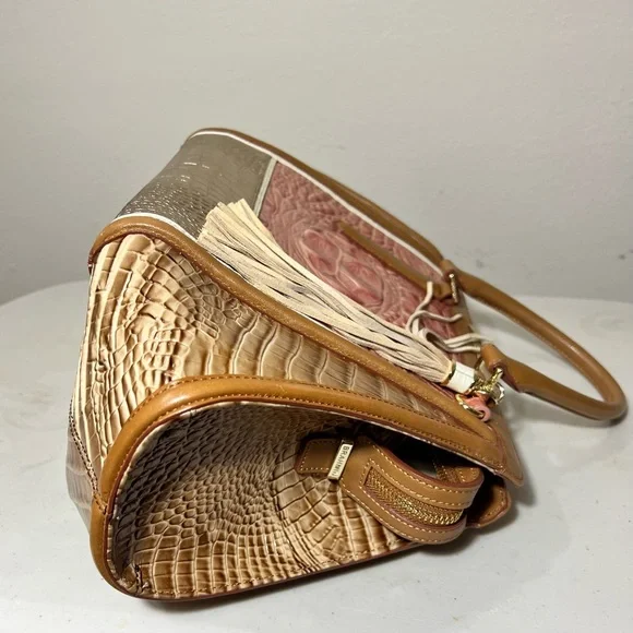 Brahmin Arden Pink and Brown Leather Satchel 15.5 x 9.5 x 5.0. LIKE NEW WOT - Picture 5 of 9